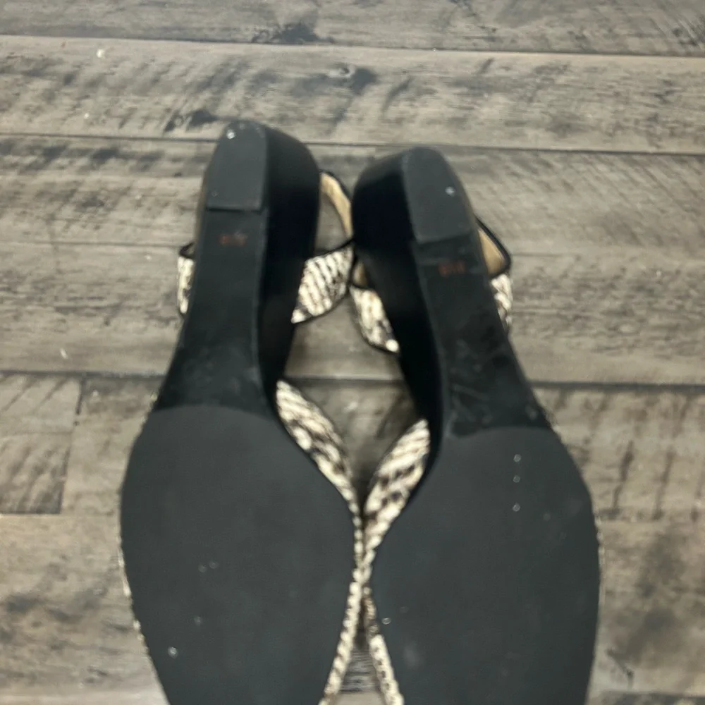 Talbots Leather Faux Snakeskin Wedge Slingbacks with Open Toe